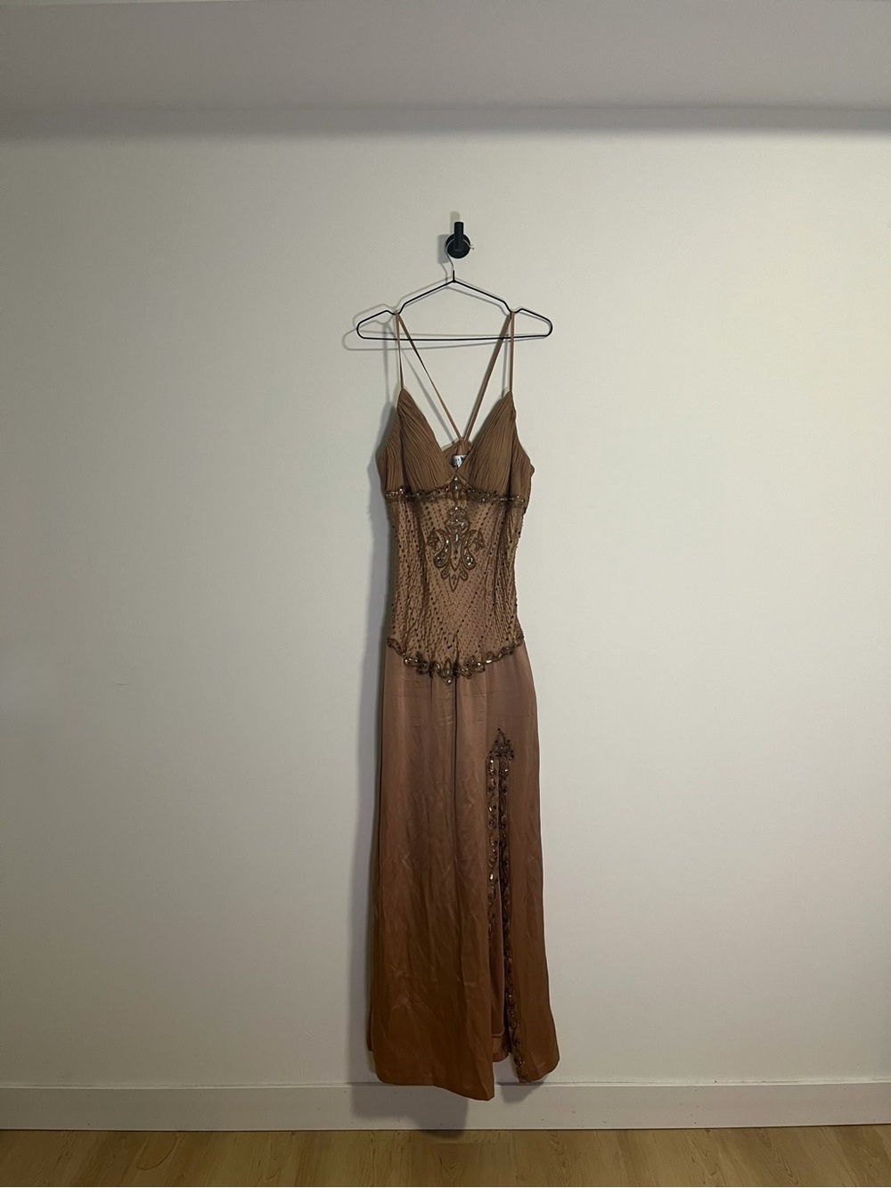 vintage sue wong blush pink beaded maxi dress - Picture 2 of 4